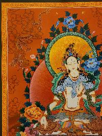 White Tara Thangka, Buddhist Traditional Painting, Tibetan Style, [real Gold], [hand Painted]