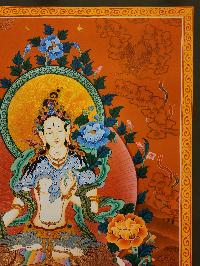 White Tara Thangka, Buddhist Traditional Painting, Tibetan Style, [real Gold], [hand Painted]