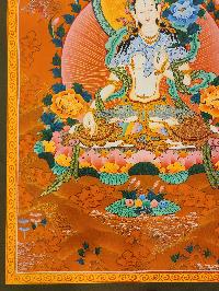 White Tara Thangka, Buddhist Traditional Painting, Tibetan Style, [real Gold], [hand Painted]