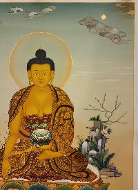 Shakyamuni Buddha Thangka, Buddhist Traditional Painting, Karma Gadri Art, [real Gold]