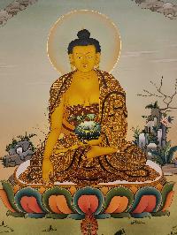 Shakyamuni Buddha Thangka, Buddhist Traditional Painting, Karma Gadri Art, [real Gold]