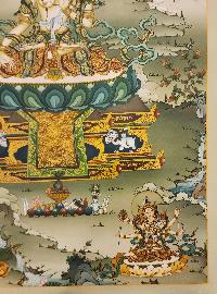 White Tara Thangka, Buddhist Traditional Painting, Karma Gadri Art, [real Gold], With Three Long Life Deities