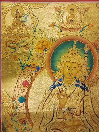 Padmasambhava Thangka, [high Quality], Buddhist Traditional Painting, Lhyape Style, [real Gold]