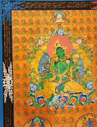 Green Tara Thangka, [master Quality], Buddhist Traditional Painting, Tibetan Style, [real Gold]