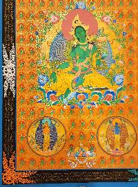 Green Tara Thangka, [master Quality], Buddhist Traditional Painting, Tibetan Style, [real Gold]