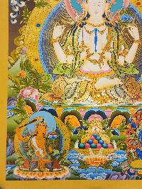 Chenrezig Thangka, [master Quality] Buddhist Traditional Painting, Tibetan Style, [real Gold], Three Great Bodhisattvas