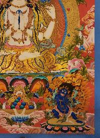 Chenrezig Thangka, [master Quality], Buddhist Traditional Painting, Tibetan Style, [real Gold], Three Great Bodhisattvas