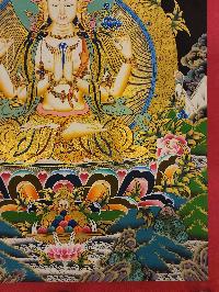 Chenrezig Thangka, [master Quality], Buddhist Traditional Painting, Tibetan Style, [real Gold]
