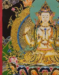 Chenrezig Thangka, [master Quality], Buddhist Traditional Painting, Tibetan Style, [real Gold]