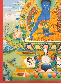 Medicine Buddha Thangka, [master Quality], Buddhist Traditional Painting, Tibetan Style, [real Gold]