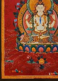 Chenrezig Thangka, Buddhist Traditional Painting, Tibetan Style