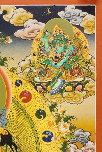 Five [pancha] Jambhala Thangka, Buddhist Traditional Painting, Tibetan Style