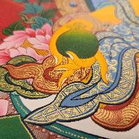 Yellow Jambhala Thangka, Buddhist Traditional Painting, Tibetan Style