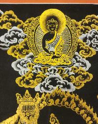 Jambhala: Namtose Thangka, [black And Gold], Buddhist Traditional Hand Painting, Tibetan Style, [fast Selling]