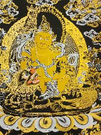 Jambhala: Namtose Thangka, [black And Gold], Buddhist Traditional Hand Painting, Tibetan Style, [fast Selling]
