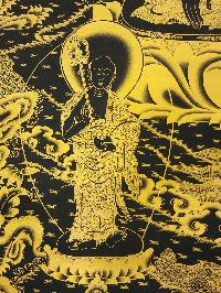 Shakyamuni Buddha Thangka, [black And Gold], Buddhist Traditional Hand Painting, Tibetan Style, [fast Selling]