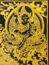 Five Jambhala Thangka, [black And Gold], Buddhist Traditional Hand Painting, Tibetan Style, [fast Selling]