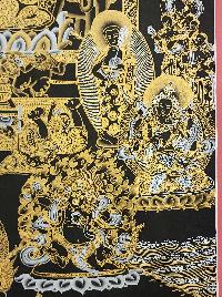 Shakyamuni Buddha Thangka, [black And Gold], Buddhist Traditional Hand Painting, Tibetan Style, [fast Selling]