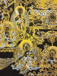 Shakyamuni Buddha Thangka, [black And Gold], Buddhist Traditional Hand Painting, Tibetan Style, [fast Selling]