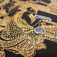 Shakyamuni Buddha Thangka, [black And Gold], Buddhist Traditional Hand Painting, Tibetan Style, [fast Selling]