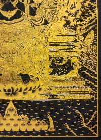 Maitreya Buddha Thangka, [black And Gold], Buddhist Traditional Hand Painting, Tibetan Style, [fast Selling]