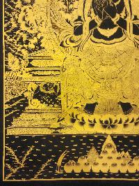 Maitreya Buddha Thangka, [black And Gold], Buddhist Traditional Hand Painting, Tibetan Style, [fast Selling]