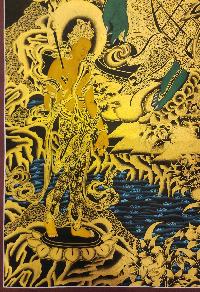 Green Tara Thangka, [black And Gold], Buddhist Traditional Hand Painting, Tibetan Style, [fast Selling]