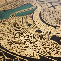 Green Tara Thangka, [black And Gold], Buddhist Traditional Hand Painting, Tibetan Style, [fast Selling]