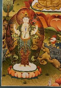 Amitabha Buddha Thangka, Buddhist Traditional Painting, Tibetan Style, [real Gold], [smoked Antique]