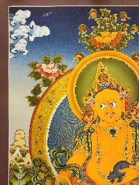 Yellow Jambhala Thangka, Buddhist Traditional Painting, Tibetan Style, [real Gold], [smoked Antique]