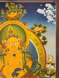 Yellow Jambhala Thangka, Buddhist Traditional Painting, Tibetan Style, [real Gold], [smoked Antique]