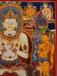 Vairochana Buddha Thangka, [master Quality], Buddhist Painting, Newari Style Paubha With [24k Gold]