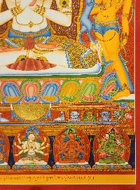 Vairochana Buddha Thangka, [master Quality], Buddhist Painting, Newari Style Paubha With [24k Gold]