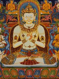 Vairochana Buddha Thangka, [master Quality], Buddhist Painting, Newari Style Paubha With [24k Gold]