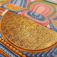 Vairochana Buddha Thangka, [master Quality], Buddhist Painting, Newari Style Paubha With [24k Gold]