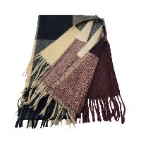 Checked Acrylic Shawl, Embrace Winter With Stripe In Earth Color Stripes
