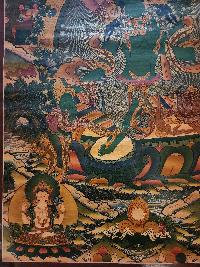 Green Tara Thangka, Buddhist Traditional Painting, Tibetan Style, Goddess Of Divine Grace, [real Gold], [oiled Thangka], [old Stock]