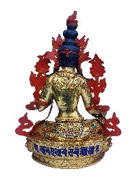 Green Tara, Buddhist Handmade Statue, [face Painted], [gold Plated]