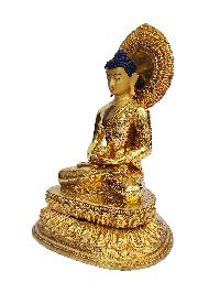 Amitabha Buddha, Buddhist Handmade Statue, [face Painted], [gold Plated]