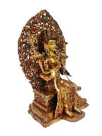 Maitreya Buddha, Buddhist Handmade Statue, [face Painted], [gold Plated]