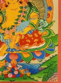 Yellow Jambhala Thangka, Buddhist Traditional Painting, Tibetan Style