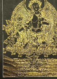 Green Tara Thangka, Buddhist Traditional Painting, Tibetan Style, Black And Gold