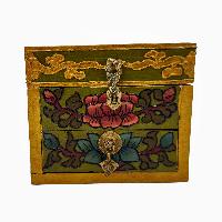 Tibetan Box With One Drawer And Top Opening Cabinet, [painted]