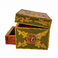 Tibetan Box With One Drawer And Top Opening Cabinet, [painted]