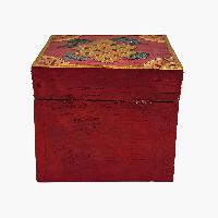 Tibetan Box With One Drawer And Top Opening Cabinet, [painted], Red