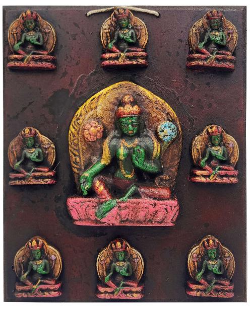 Wooden Wall Hangings Of Green Tara With Resin Statues