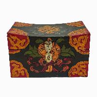 Tibetan Ritual Wooden Box, [painted], Dark Brown