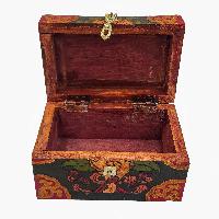 Tibetan Ritual Wooden Box, [painted], Dark Brown