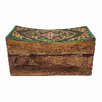 Tibetan Ritual Wooden Box, [painted], Gray