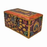 Tibetan Ritual Wooden Box With Dorje, [painted], Dark Plum